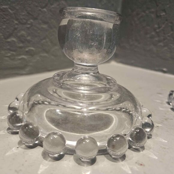 Imperial Glass Candle Stick Holders Set of 2 4" x 3" Clear Glass - Picture 2 of 6